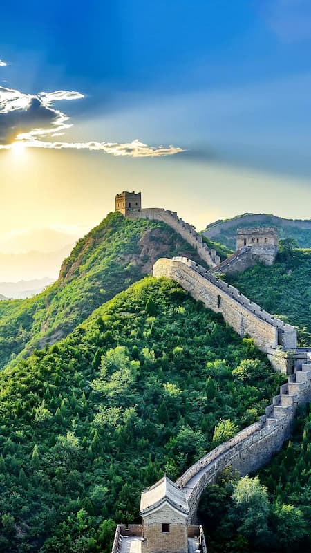 Sunrise over Badaling Great Wall Golden hour at Badaling with long shadows